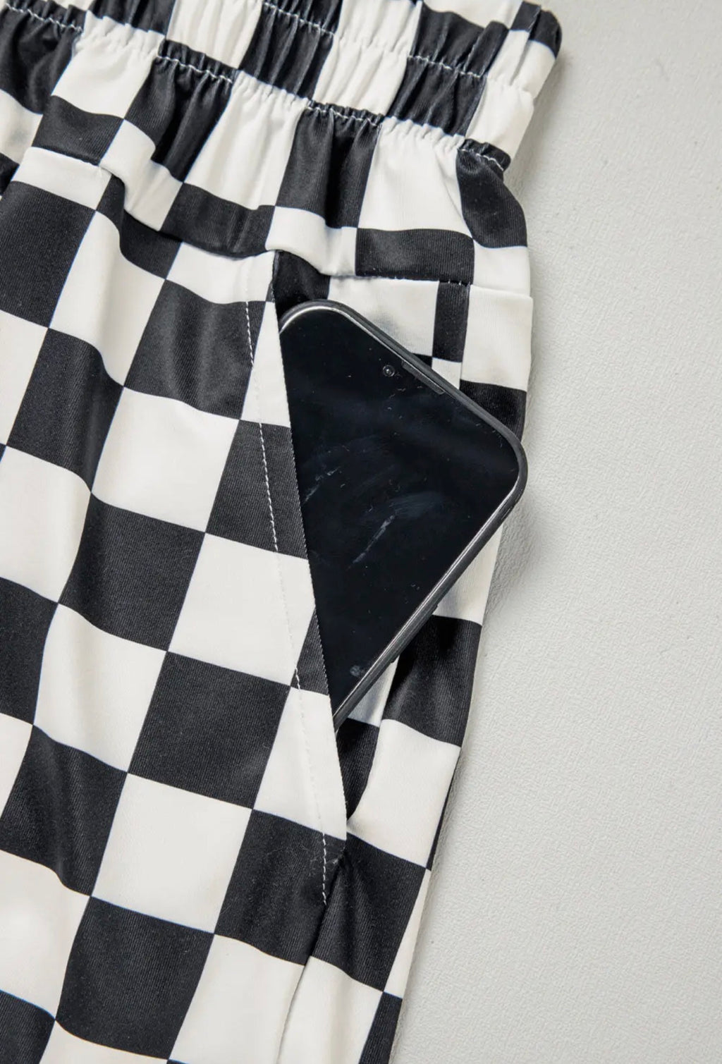 Black Checkered Print High Waist
Casual